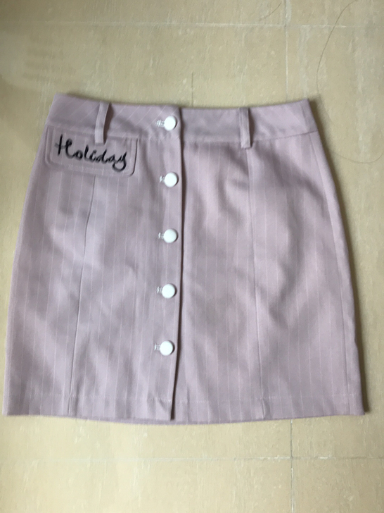 holiday灰粉显瘦半身裙包臀裙极简条纹...