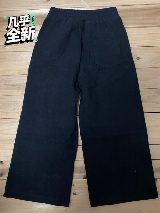 冬季毛呢阔腿裤九分裤宽松休闲裤，黑色XS码...