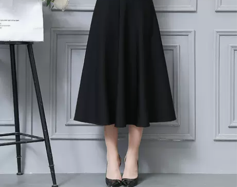 韩版半身长裙秋冬季大摆裙大码弹力松紧高腰显...