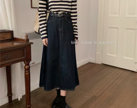 牛仔半身裙女A字显瘦遮胯裙子春装2022新...