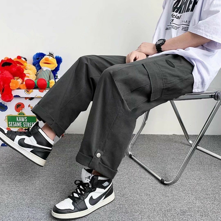 工装长裤男夏季2021新款ins潮牌直筒宽...