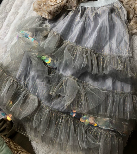 亮片纱蛋糕裙半身裙腰部松紧很新 感兴趣的话...