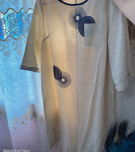 全新棉麻A字连衣裙文艺复古风格，手机拍的，...