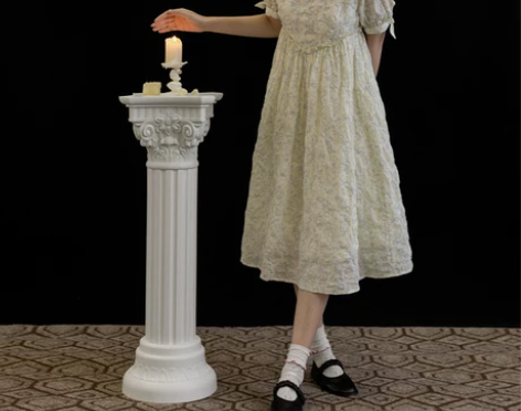 公主方领公主LLANO花朵泡泡棉连衣裙法式...