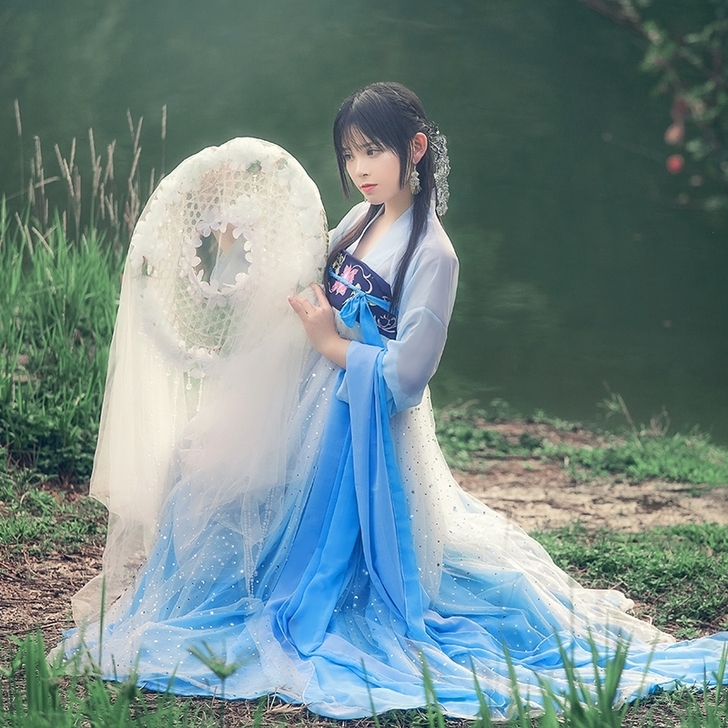千韵岗辰莲鱼梦汉服女夏季正品原创中国风白菜...