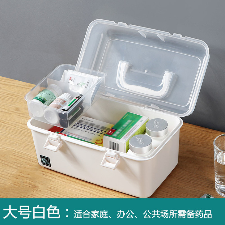 便携急救箱家庭装医药箱家用小药箱药物药盒收...