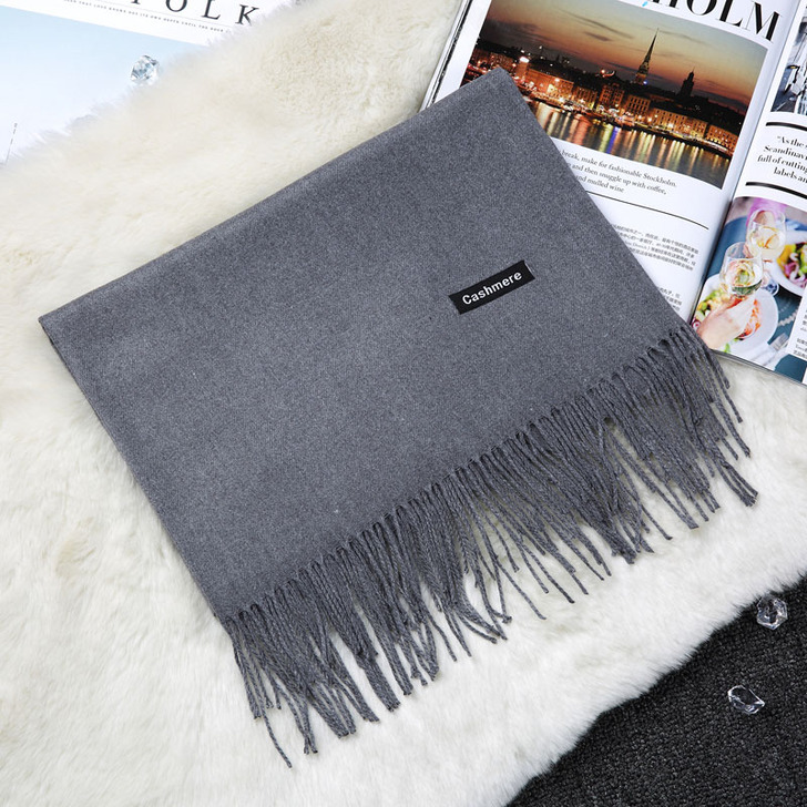 围巾女秋冬季纯色仿羊绒文艺百搭中国红长款春...