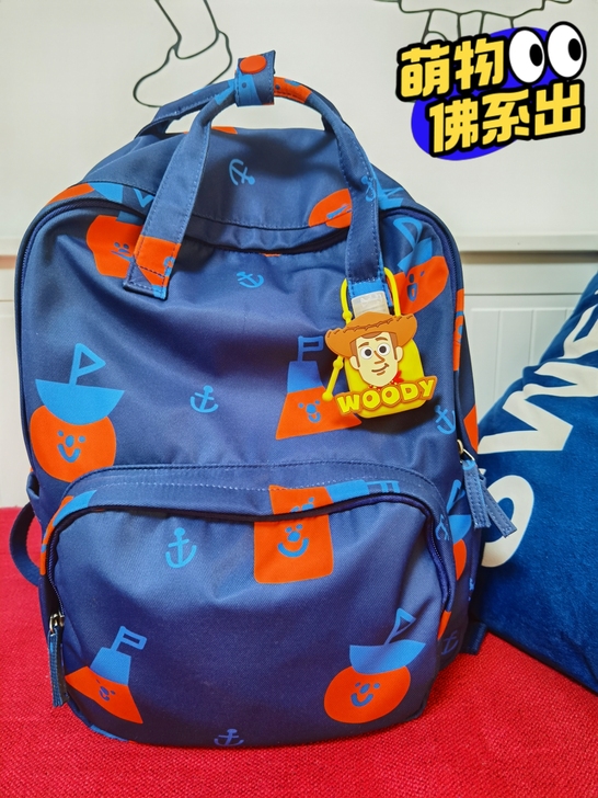 韩版可爱橘色双肩背包，自用的，日图实拍九成...