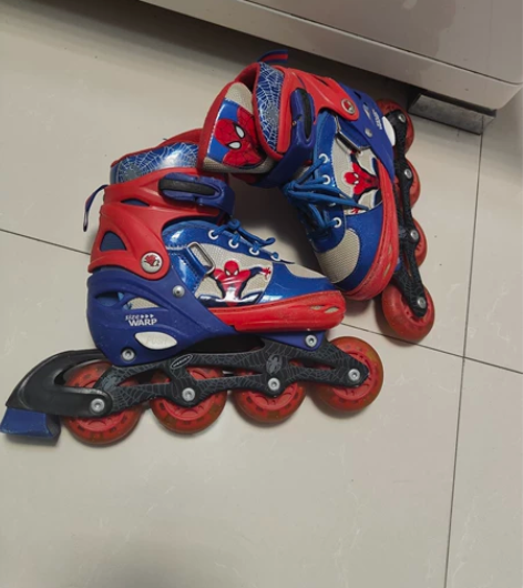 MESUCA麦斯卡蜘蛛侠儿童轮滑鞋，单刀四...