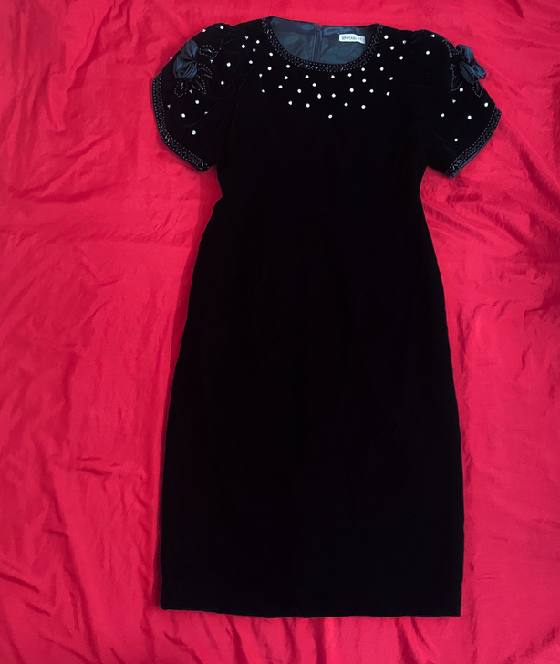 日本直邮vintage丝绒连衣裙 水无花...