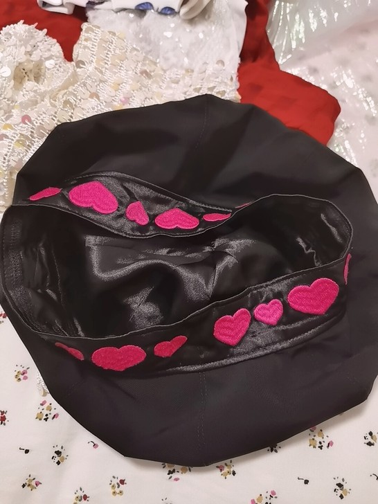 黑色贝雷 春夏 八角帽 心心刺绣 嬉游记购...