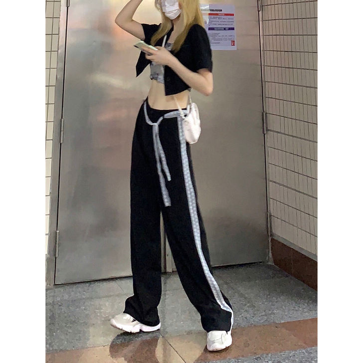 全新 女休闲裤西装裤蕾丝花边阔腿裤