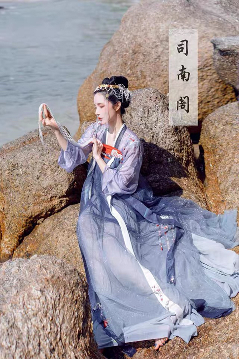 司南阁【孤星泪】原创紫色星空汉服齐胸汉服