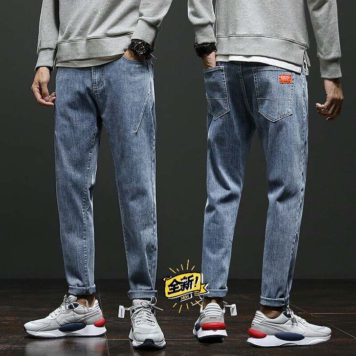 牛仔裤男潮牌春夏季潮流百搭长裤男士宽松直筒...