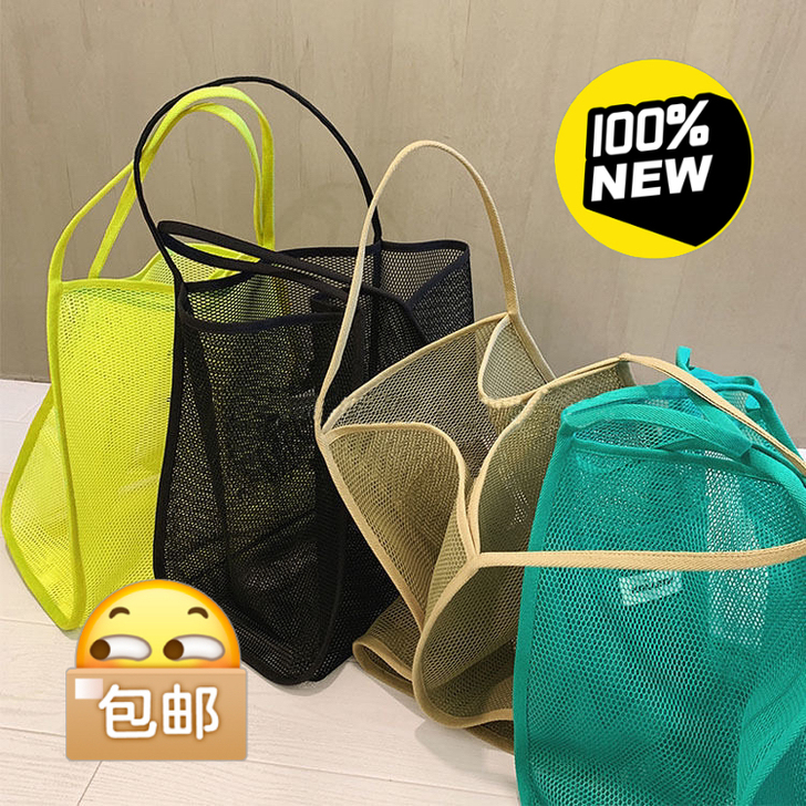 2021新款ins风超火单肩包透明网纱包轻...