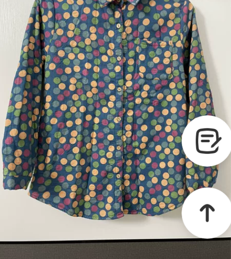 加绒衬衫 波点 偏中性风格，加了绒，所以很...