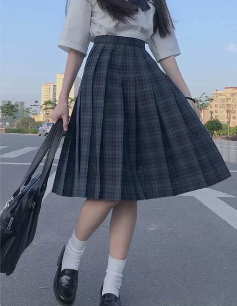 现货jk校供格裙绿苔优等生长裙学生正统海苔...