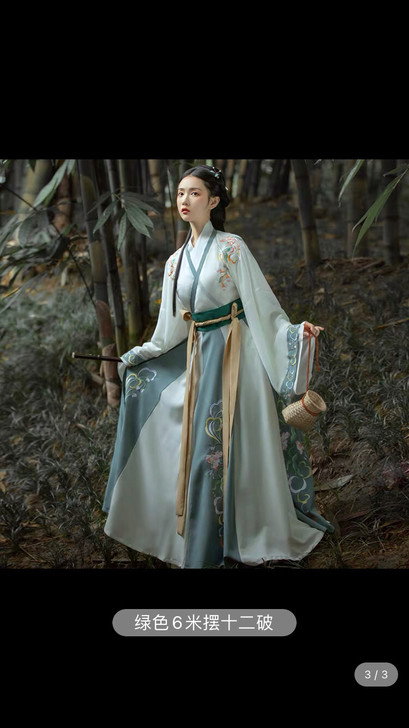 笑寒千韵岗原创汉服女夏季薄款中国风晋制襦裙...