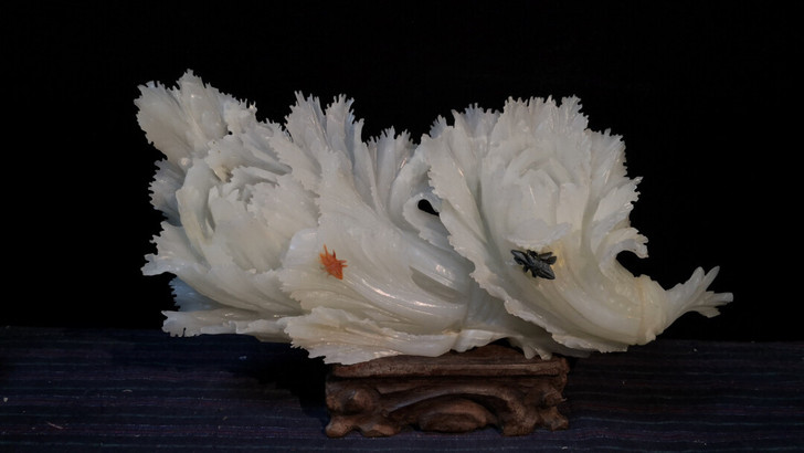 2000年前后 玉雕白菜摆件