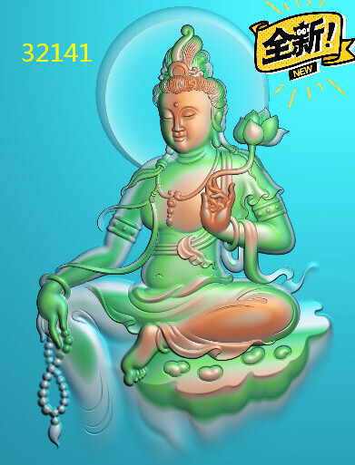 精雕图 玉雕大势至菩萨 莲花坐观音