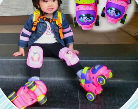 旱冰鞋 男童可调节初学者可走溜冰鞋全套装4...