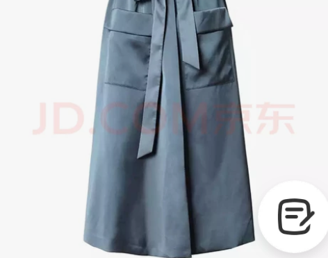 两三事缎面开叉系带高腰A字裙 半身裙 品牌...