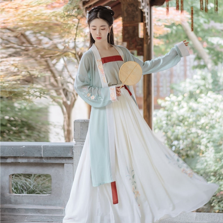 汉服女宋裤裙褙子四件套日常绣花宋制齐腰襦裙