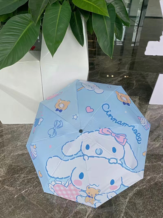 玉桂狗三丽鸥雨伞折叠全自动女学生太阳伞防晒...