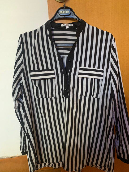 女衬衫 条纹 长袖缎面宽松休闲衬衫 夏季薄...