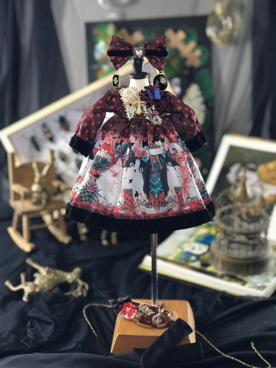 出bjd六分娃衣 一共三点（头饰+裙子+袜...