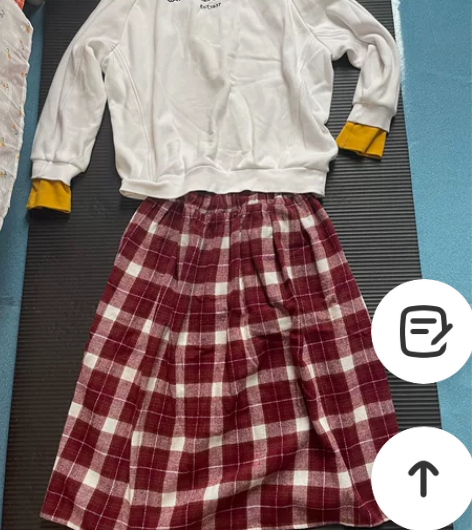 圣诞红格子半身裙秋冬女复古中长款学生森系古...