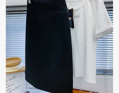 性感包臀黑色女神范半身裙高腰显瘦雪纺中裙时...