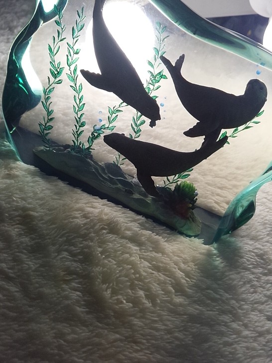 全新海洋生物海狮场景3D水晶摆件15*5*...