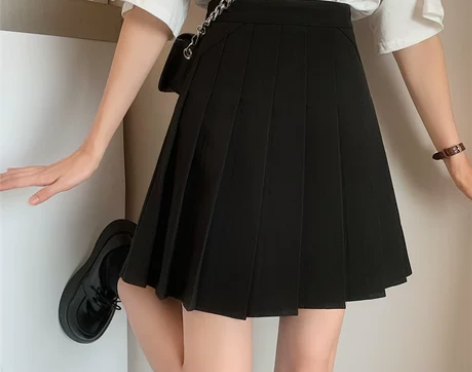 百褶裙防走光夏新款中裙a字灰色春季黑色半身...