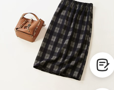 韩版秋冬半身裙毛呢裙格子高腰松紧腰过膝中裙...