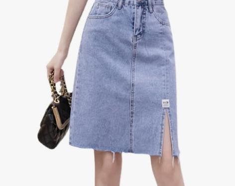 开叉牛仔半身裙女夏季2022新款a字中裙春...