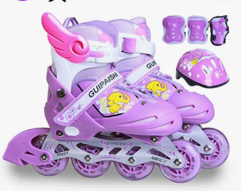 正品贵派仕 溜冰鞋儿童套装全闪可调男女轮滑...