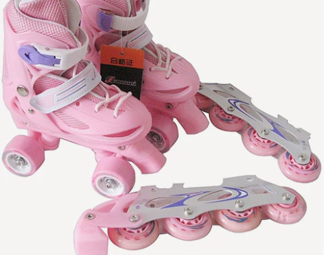 正品二合一儿童可调溜冰鞋旱冰鞋单排轮成人双...