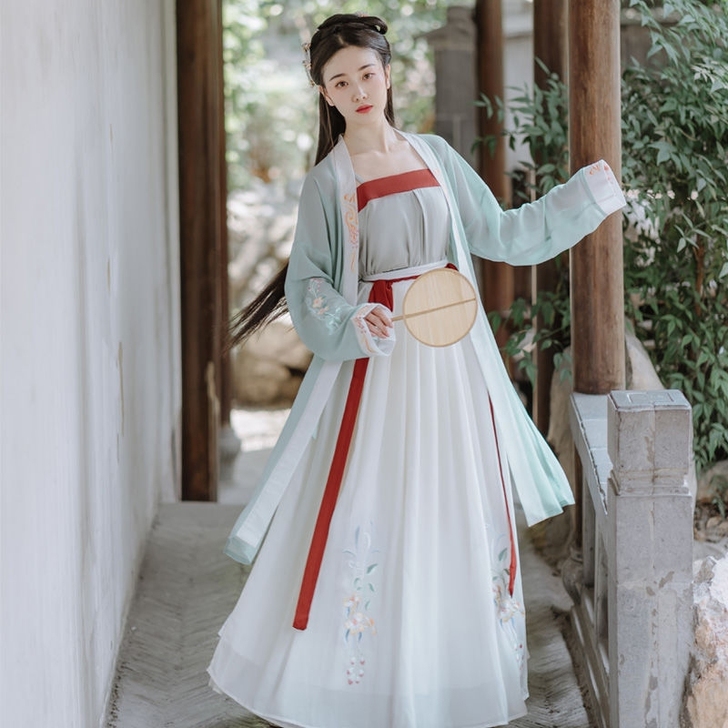 茗月萱原创汉服芙蓉宋制宋褙子吊带抹胸刺绣