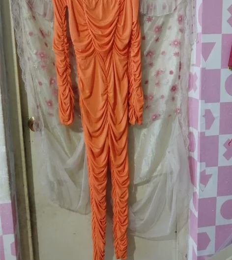 法式气质一字领露肩两穿褶皱感连体裤两穿 长...