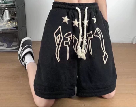 发泡印花短裤男潮牌ins百搭休闲五分裤夏季...