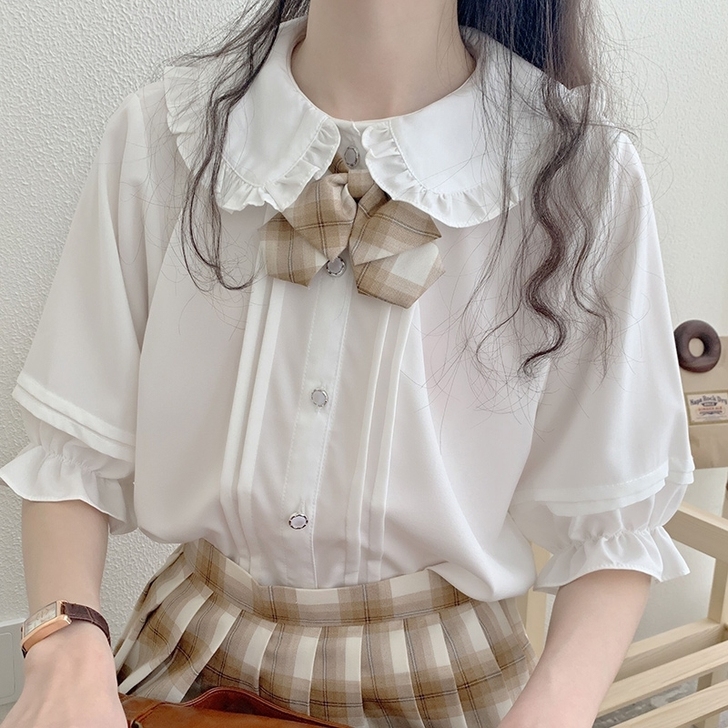 酱果shop雪纺木耳花边大翻领Lolita...