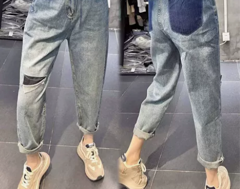 大码牛仔裤女宽松直筒秋季新款高腰显瘦胖妹妹...