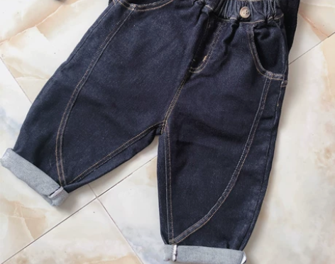 儿童牛仔裤男童哈伦裤女童背带休闲裤100 ...
