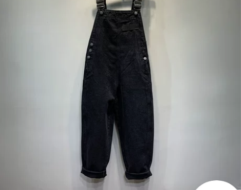 网红牛仔连体裤春秋新款韩版大码连衣背带裤休...