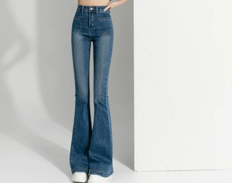 喇叭牛仔裤 牛仔裤喇叭裤高腰微薄设计感小众...