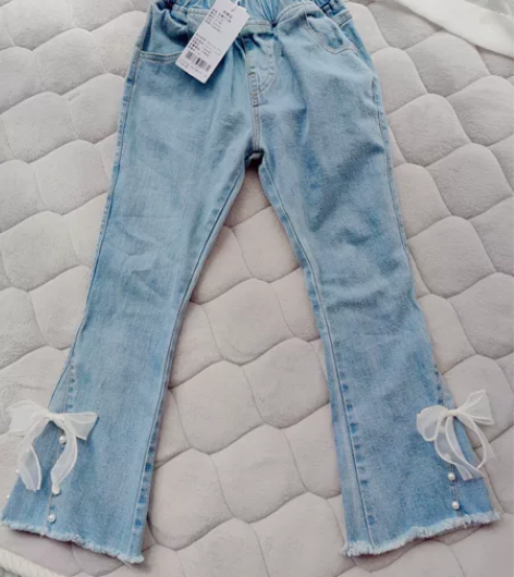 女童牛仔裤春秋2022新款潮儿童中大童微喇...
