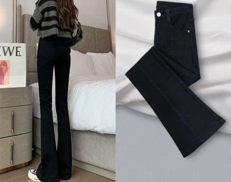 2022年新款复古高腰紧身牛仔裤女春秋季小...