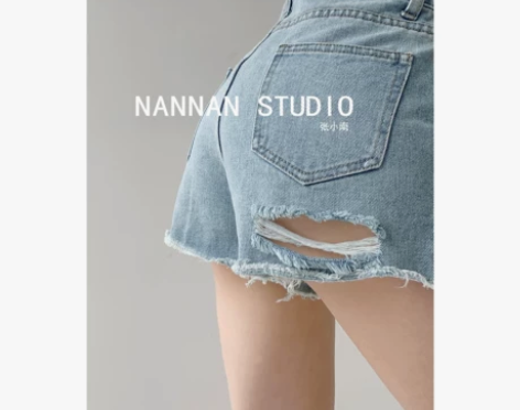 牛仔短裤 牛仔短裤阔腿裤高腰A子版