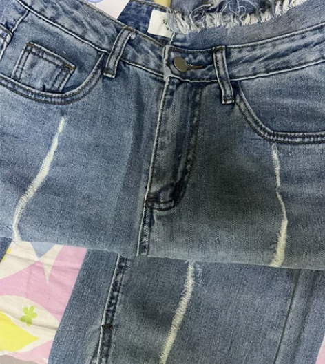 出全新高腰微喇开叉牛仔裤女秋季新款韩版高腰...